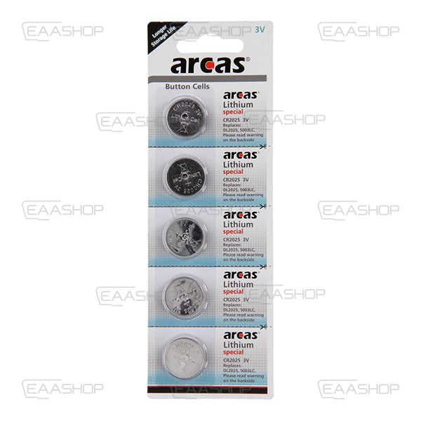 Arcas Pack 5 Pilas De Boton Litio Cr2025