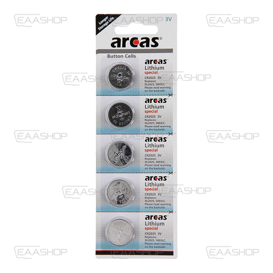 Arcas Pack 5 Pilas De Boton Litio Cr2025