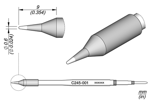 Conical Cartridge Ø0.6 for T245 Pencil Thick Holder