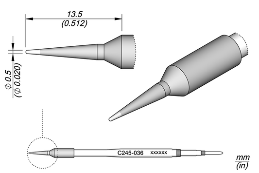 Conical Cartridge Ø0.5 S1 For T245 Pencil Thick Holder
