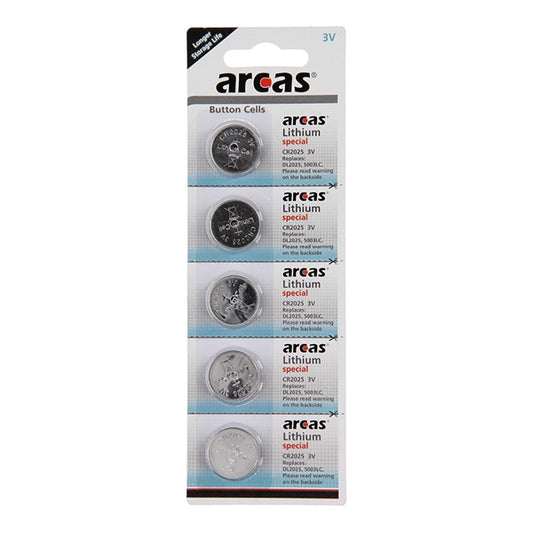 Arcas Pack 5 Lithium Button Batteries Cr2025