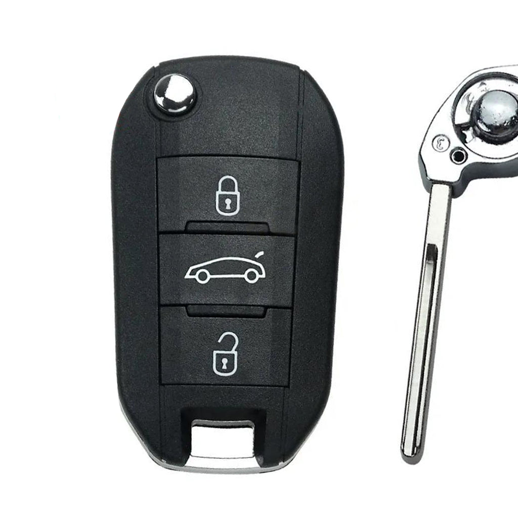 Guscio del telecomando pieghevole Peugeot a 3 pulsanti - Profilo Hu83