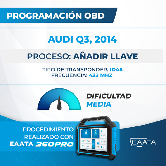 Programación OBD - AUDI Q3, 2014 - Añadir llave