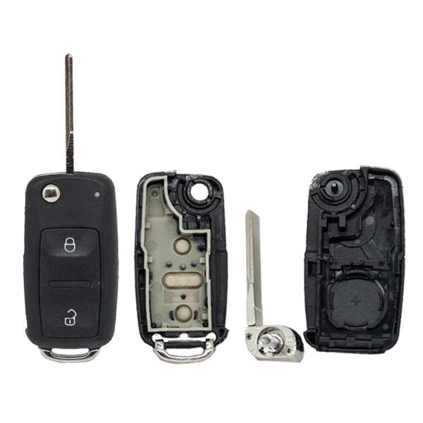 Folding Remote Control Shell Volkswagen 2 Button - Hu66 Profile