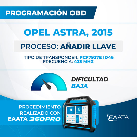 Programación OBD - OPEL Astra, 2015 - Añadir llave