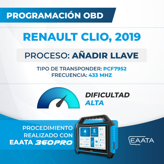 Programmazione OBD - Renault Clio, 2019 - Aggiungi chiave