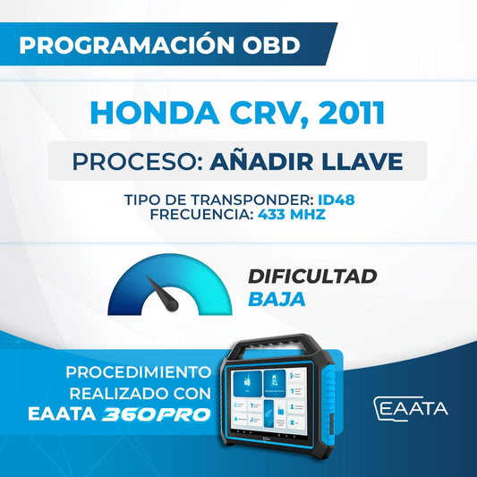 Programação OBD - HONDA Crv, 2011 - Adicionar chave